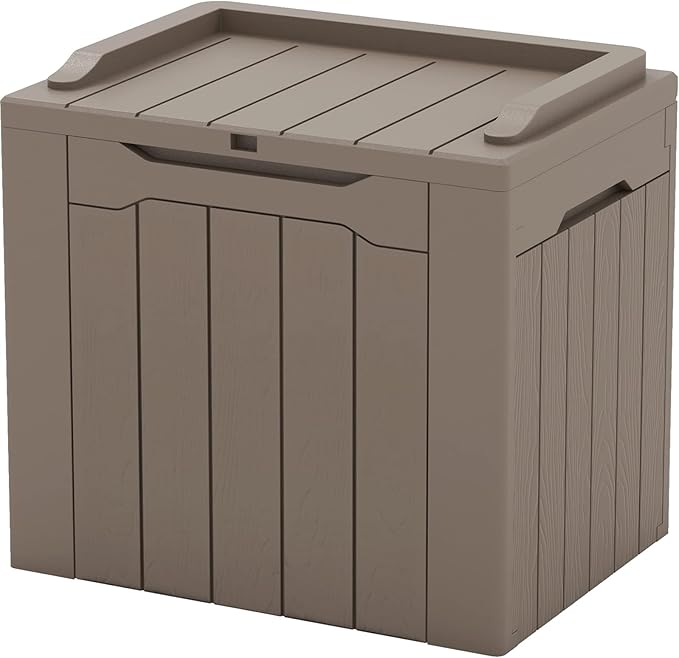 Patiowell 30 Gallon Resin Deck Box, Outdoor Storage Box for Patio Furniture, Deliveries, Pool Supplies,Waterproof and Lockable, Brown
