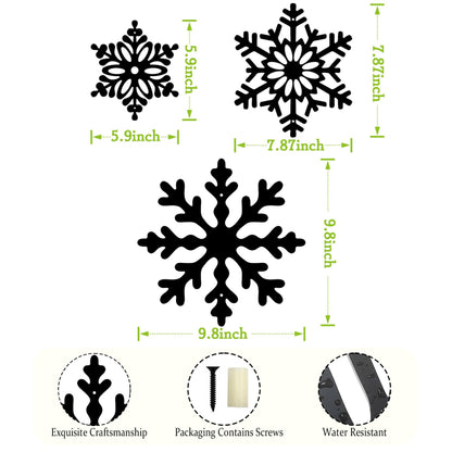 Large Snowflakes Metal Wall Art Decor, 3 Piece Set