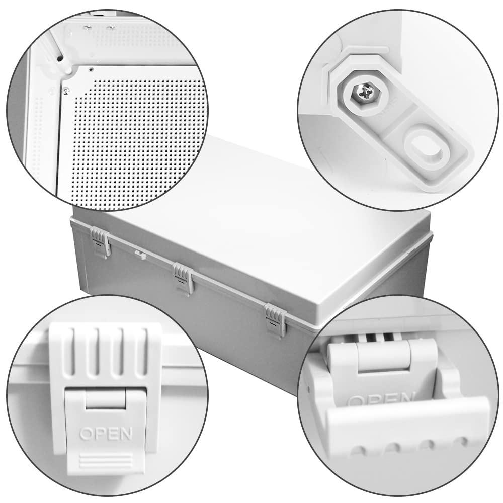 Large Electrical Junction Boxes Hinged Outdoor ABS Plastic Buckle Deep Wall Mount,Dustproof Waterproof IP67 Universal Durable Electrical Big Enclosure with Lock (23.62"x15.75"x8.66")