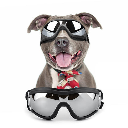 NAMSAN Dog Goggles Medium to Large Dog UV Sunglasses Windproof Anti-Dust Snowproof Pet Glasses with Elastic Straps