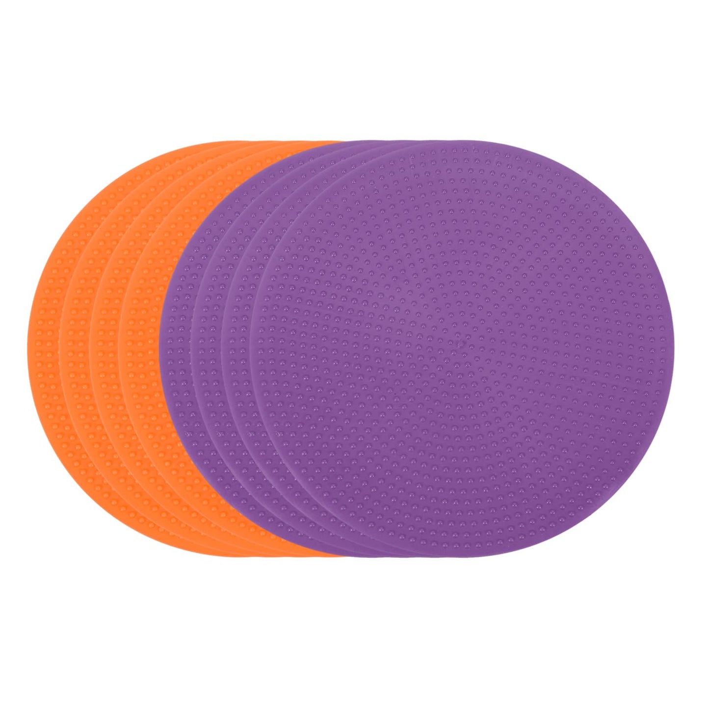 PATIKIL Spot Markers 4 Inch, 6 Pcs Non-Slip Floor Dots Agility Markers Flat Field Cones Poly Dots for Gym PE Speed Training Dance Soccer Basketball Sports, Orange/Purple