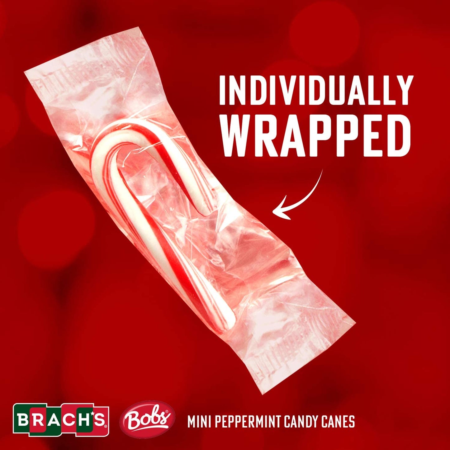 Brachs Mini Peppermint Candy Canes - Mini Candy Canes Individually Wrapped - Bulk Christmas Candy Canes - Bulk Candy Box (Pack of 35)
