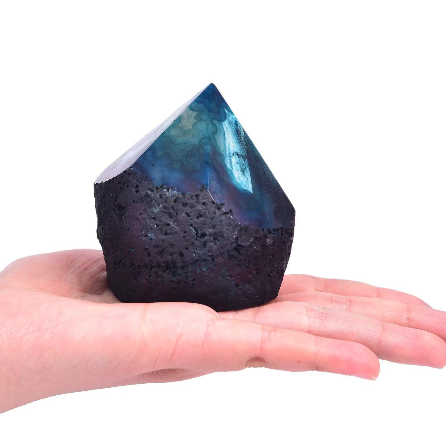 CNYANFEI Dyed Teal Agate Tower Irregular Crystal Wand 0.6-1.1 lbs