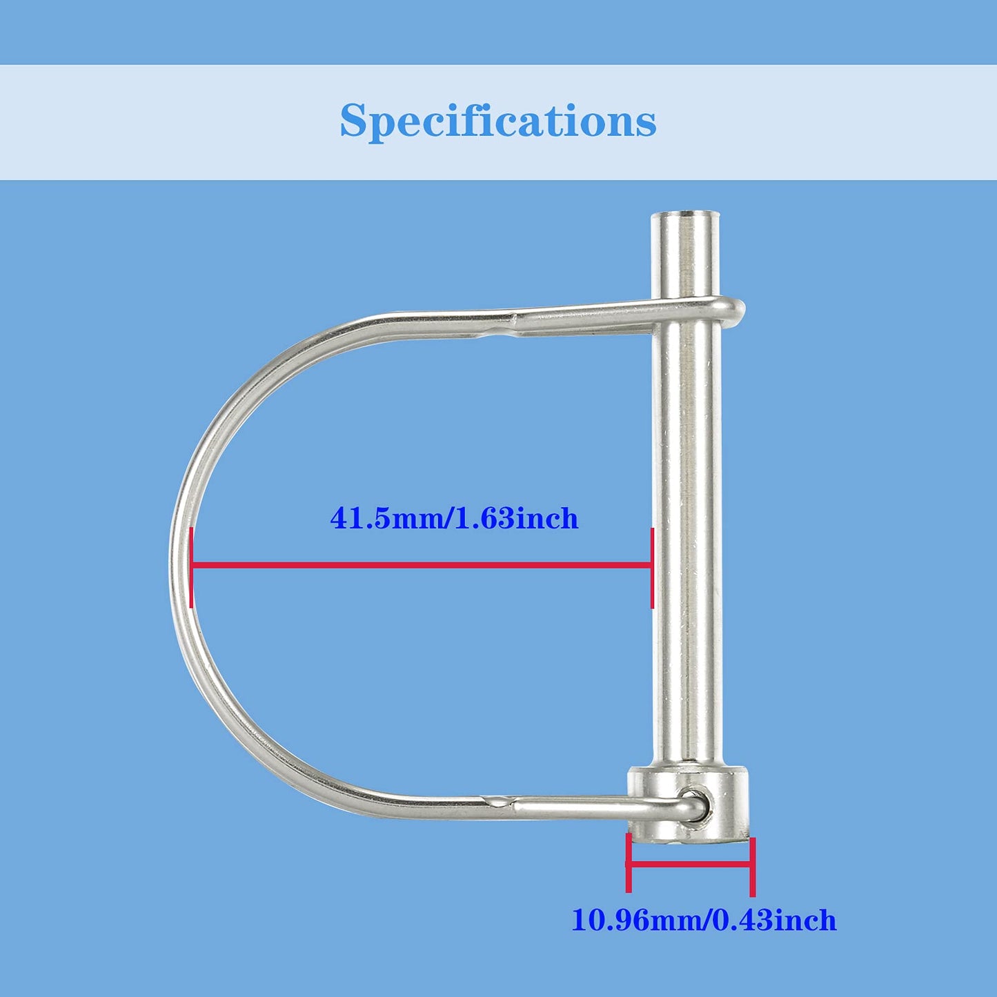 Safety Coupler Pin 1/4 Inch(6.3mm) Diameter, 1.97Inch(50mm) Length,Wire Lock Pins, Shaft Locking Pins, 316 Stainless Steel(2 Pcs)