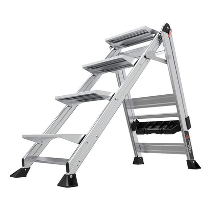 Little Giant Ladders, Jumbo Step, 4-Step, 3 foot, Step Stool, Aluminum, Type 1AA, 375 lbs weight rating, (11904), Gray