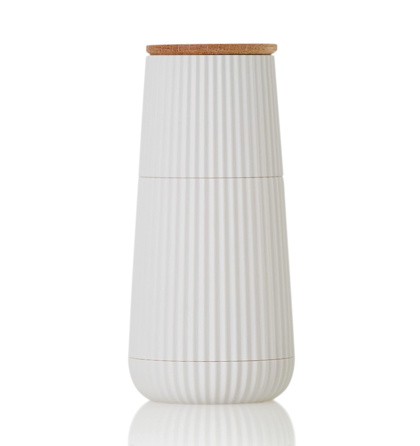 AdHoc Pepper and Salt Mill Set Scape, Black & White, CeraCut Ceramic Grinder, Plastic/Oak Wood, D: 5,8 cm, H: 12,3 cm