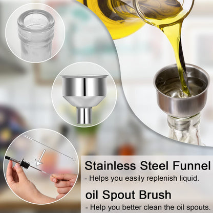 Gusnilo 8 oz Olive Oil Dispenser Olive Oil Dispenser Bottle Syrup Dispenser Oil and Vinegar Dispenser Set Oil Bottles for Kitchen 250ml with Pour Spouts and Funnel 2PCS