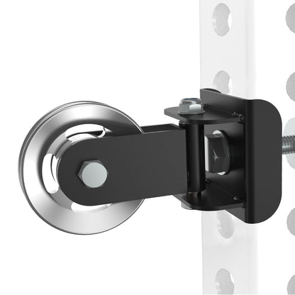 Aluminum Alloy Rotating Pulley Attachment for 3×3 Power Racks, Heavy-Duty Cable Pulley with 180° Pivot, Smooth CNC Machined Wheel, Bolt-On Cable Station Upgrade for Home Gym Training