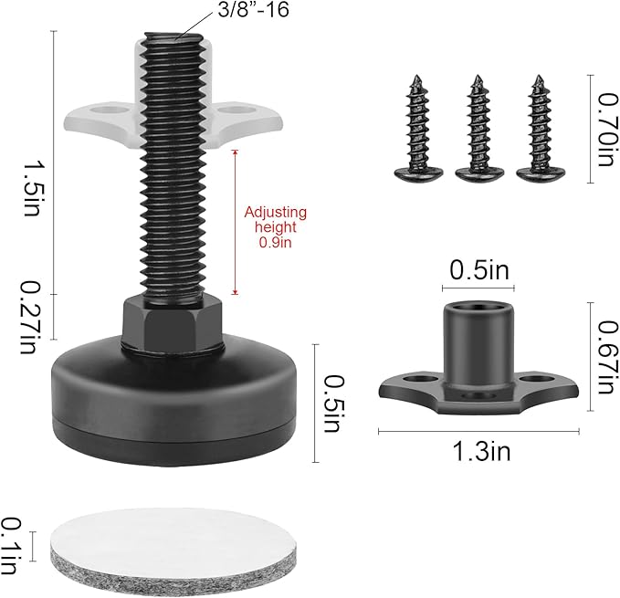 Anwenk 8Pack Leveling Feet Adjustable Furniture Levelers Table Leg Levelers