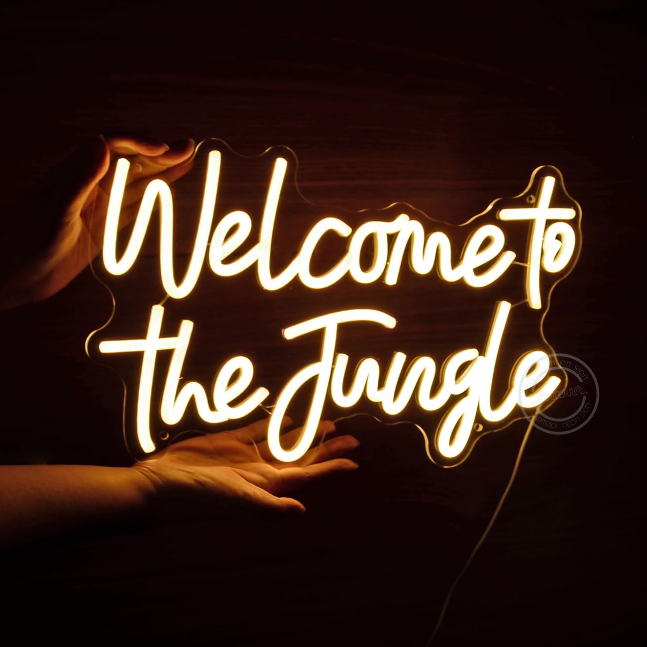 Britrio Welcome to the Jungle Neon Sign for Safari Jungle Themed Party Baby Shower Kids Birthday Gift Bedroom Bar Club LED Neon Light Wall Decor 5V USB Powered with Switch 15.75 Inch Warm White
