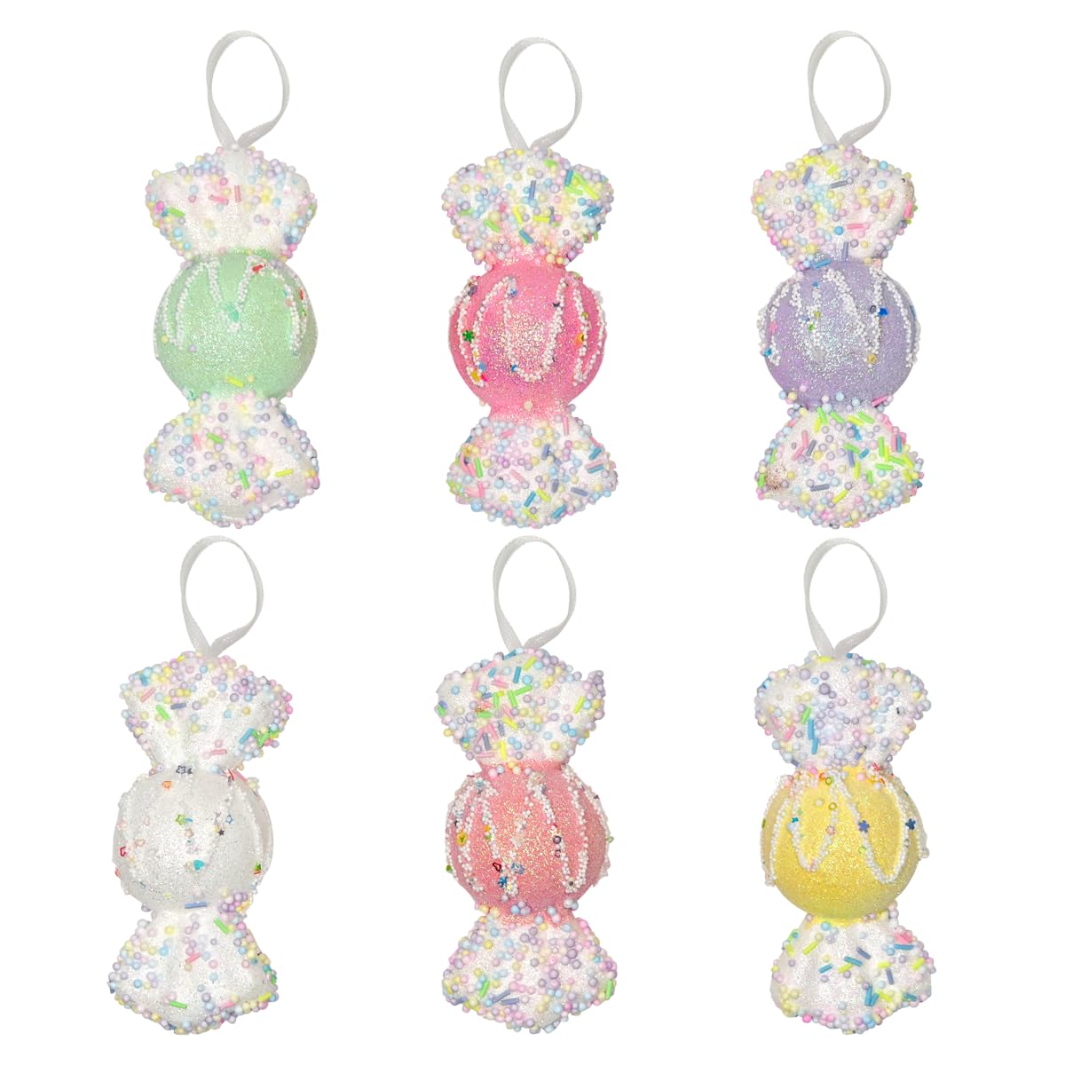 LANGXUN 6pcs Candy Land 2025 Xmas Birthday Party Wedding Suppiles Decoration, Hanging Candy Cane Christmas Tree Décor, Christmas Decorative Hanging Ornaments Crafts
