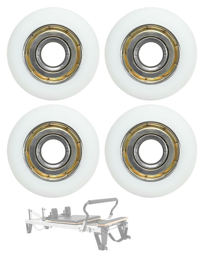 Replacement Roller Wheels Compatible with Aero Pilates Reformer Machine, Pilates Reformer Replacement Parts, White, 4 Pcs