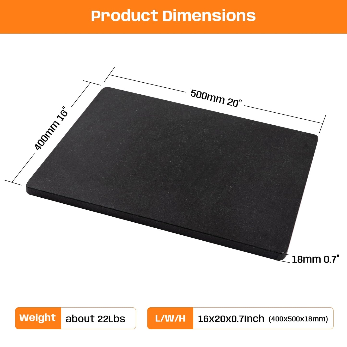 Adolif Black Granite Marble Cutting Board for Kitchen, 16x20 Large Inch Marble Slab Pastry Board With Non-Slip Feet for Baking, Cheese, Charcuterie, Chocolate – Serving Tray Gift