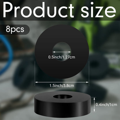 8 Pcs Rubber Isolation Pads Thick Rubber Washers 1.5 Inch OD 0.5 Inch ID 0.4'' Thick Mechanical Vibration Damping Pads Anti Vibration Isolation Isolator Washer