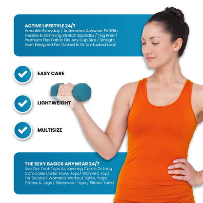 Studio 3 12 Pieces Pack Women's Ribbed 100% Cotton Tank Tops-Assorted Color, Muscle Tank Top, Large