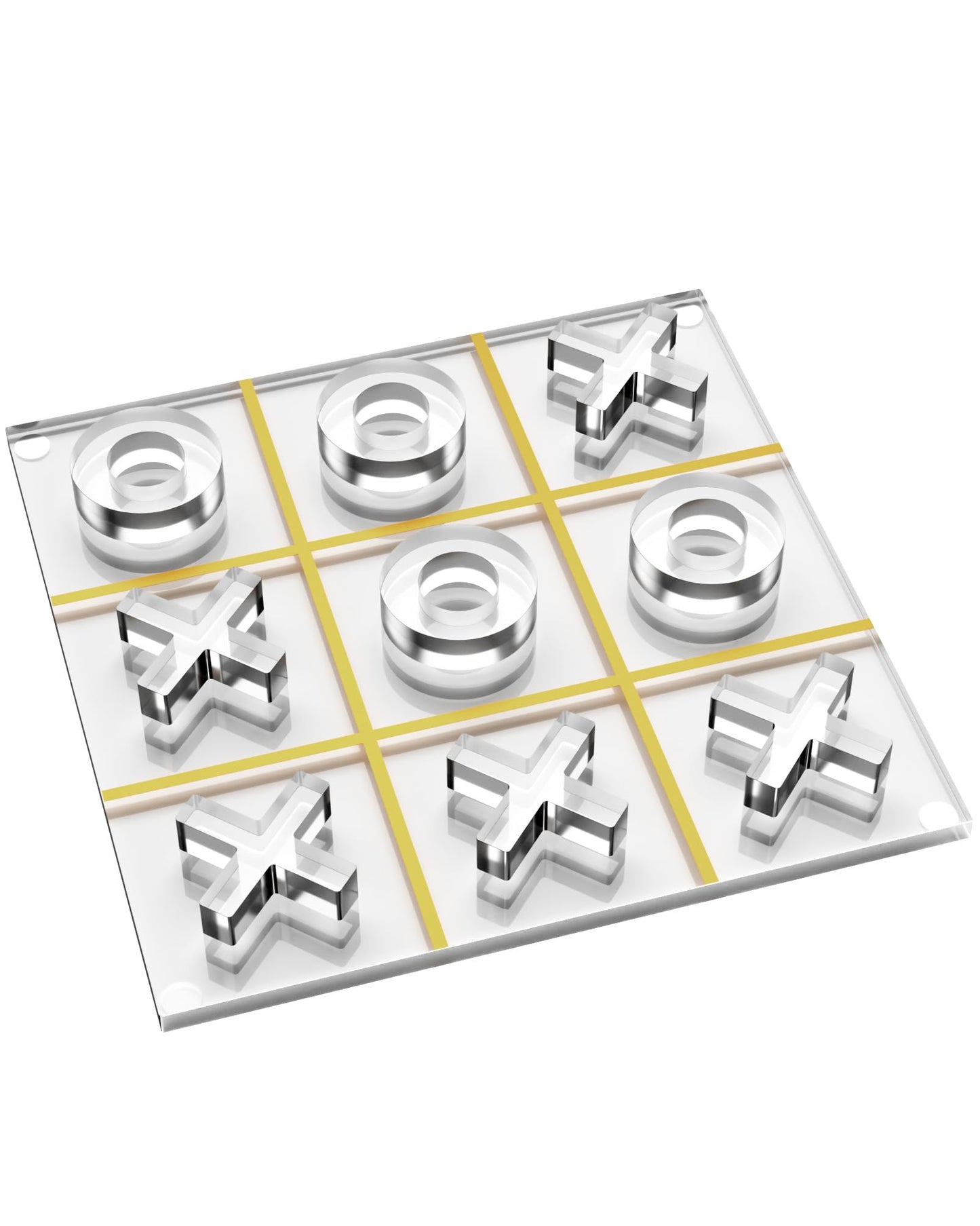 Aliz Collection Acrylic Tic Tac Toe Set - Luxury Tic Tac Toe Table Decor - Modern Coffee Table Game & Clear X and O Pieces - Decorative Acrylic Game for Home or Office - 10.23 x 10.23 x 1.06 Inches