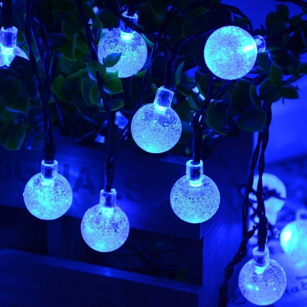 Toodour Solar String Lights Outdoor, 56ft 100 LED Globe String Light with 8 Mode, Waterproof Crystall Ball Lights Solar Patio Lights for Garden, Lawn, Patio, Gazebo, Yard, Outdoor Decor - Blue