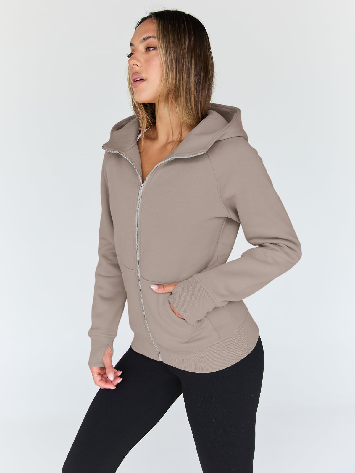 Trendy Queen Womens Zip Up Hoodies Fleece Jackets Oversized Sweatshirts Fall Fashion Outfits Sweaters Winter Clothes 2025 Khaki S