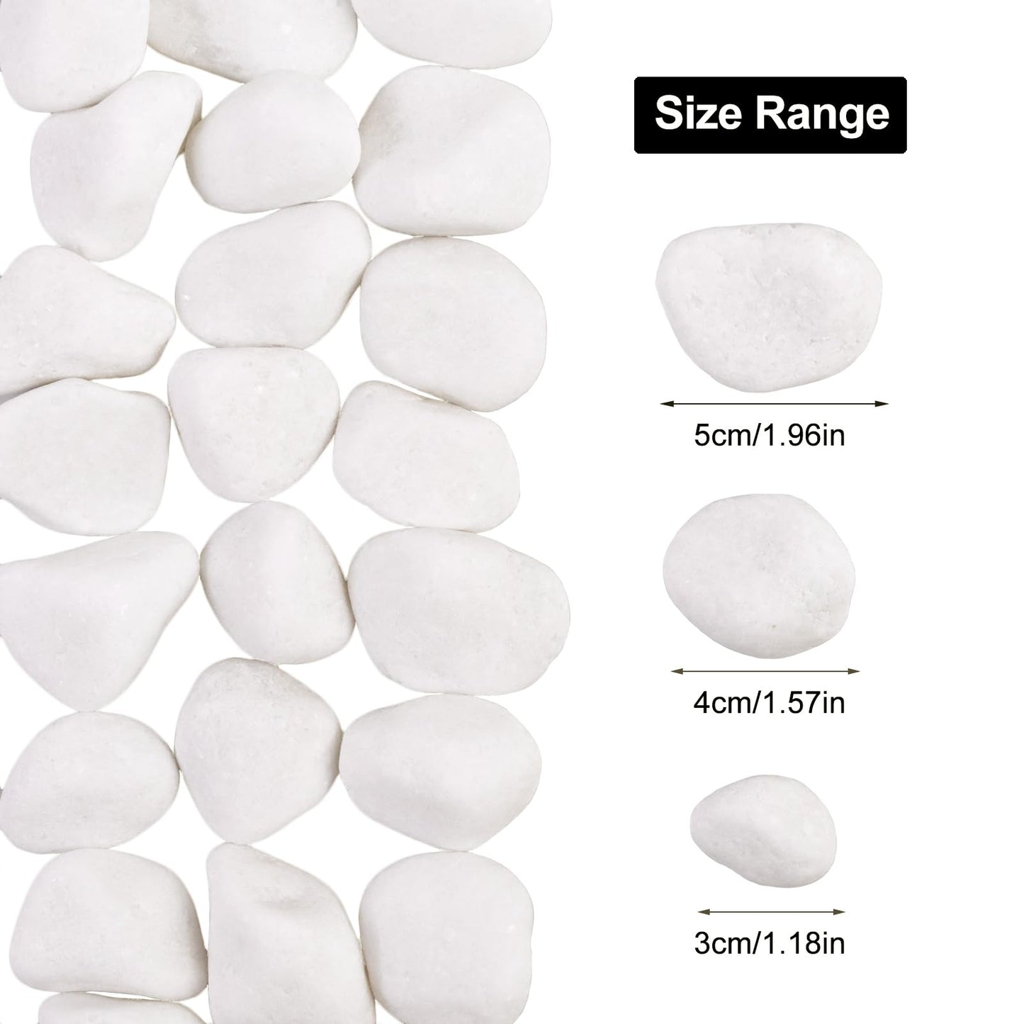 Lechloris 10Ib White River Rocks for Landscaping- High Polished White Pebbles for Plants-Garden Decorative Stones-1-2 Large Plant Rocks,Ideal for Aquarium, Home Decor