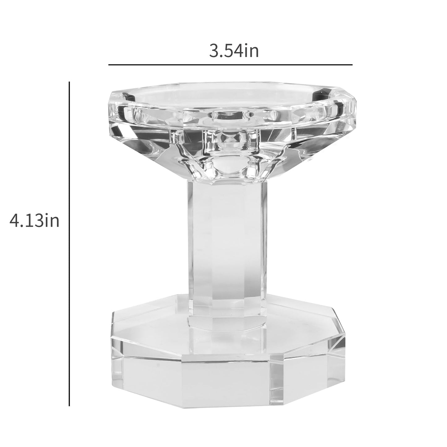 Kitcom Crystal Taper/Pillar Candle Holders Set of 2, 4.1 Inches Height, Heavy Solid Hand Cut Candlesticks Set, Table Centerpieces for Home Decor, Clear