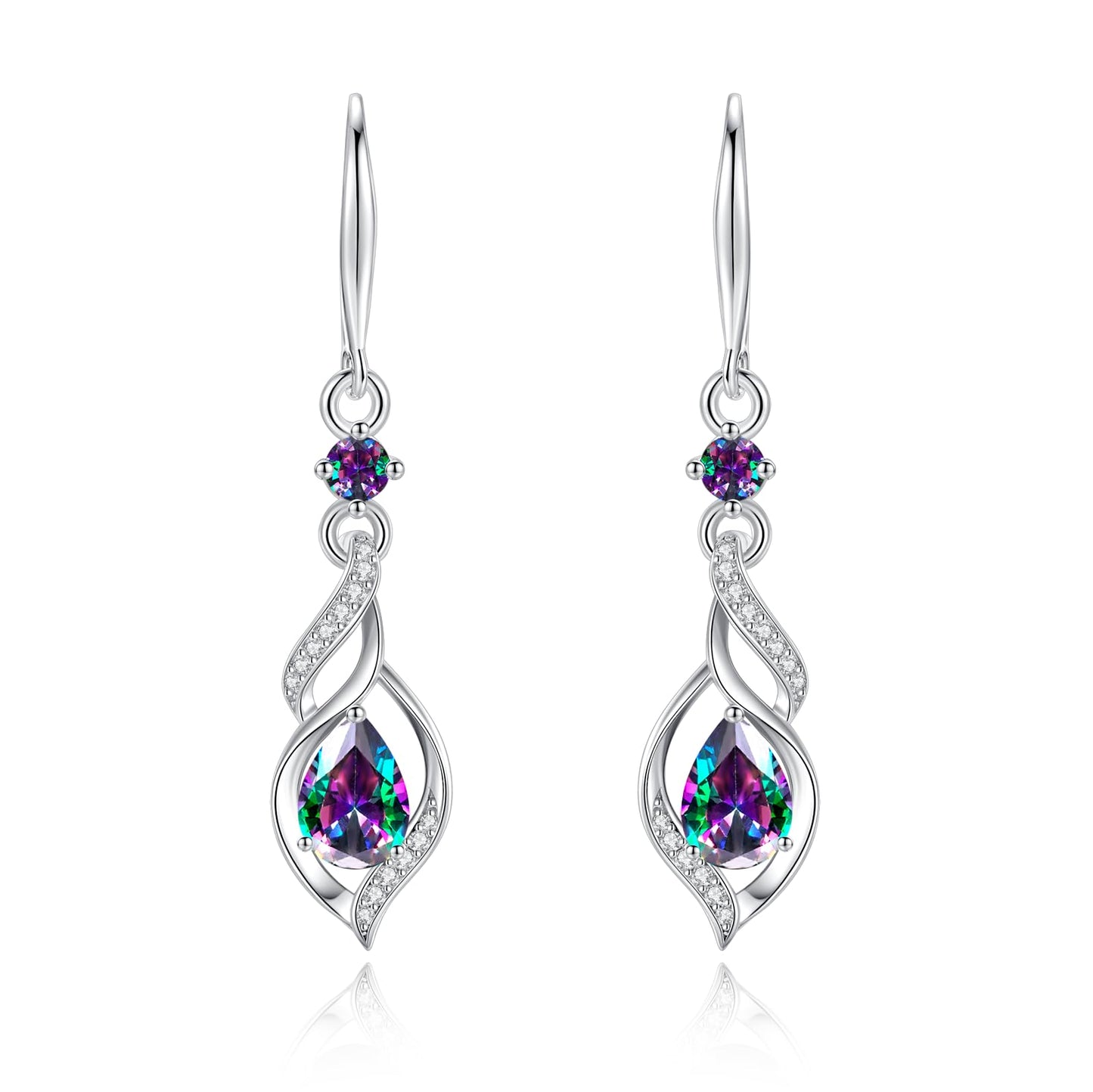 FANCIME Gift for Women June Birthstone Dangle Earrings for Women Teardrop Alexandrite Earrings S925 Sterling Silver infinity Love Birthday Gifts for Mom Women