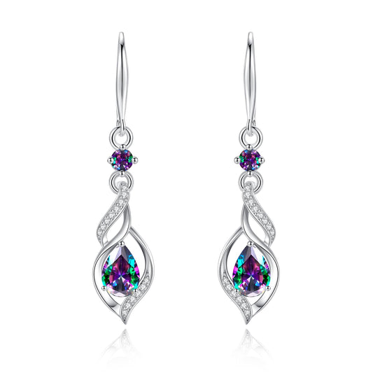 FANCIME Gift for Women June Birthstone Dangle Earrings for Women Teardrop Alexandrite Earrings S925 Sterling Silver infinity Love Birthday Gifts for Mom Women