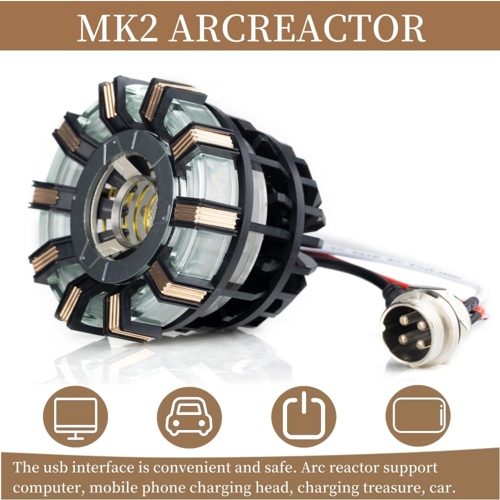 Euvdora 1:1 DIY Model Iron Man Arc Reactor MK2 LED Light Tony Stark Heart Chest Lamp Handmade Toys
