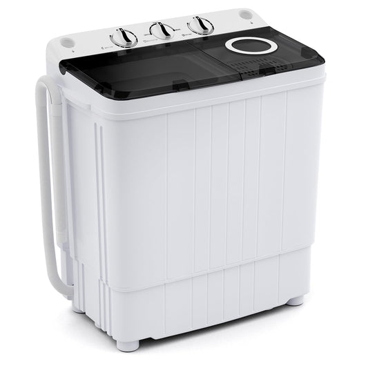 Giantex Portable Washing Machine, 17.6lbs Compact Washer Spinner Combo with Pump Drain, Twin Tub 11lbs Wash & 6.6lbs Spin, Lavadoras Portatiles for Apartment RV Dorm College (White & Black)