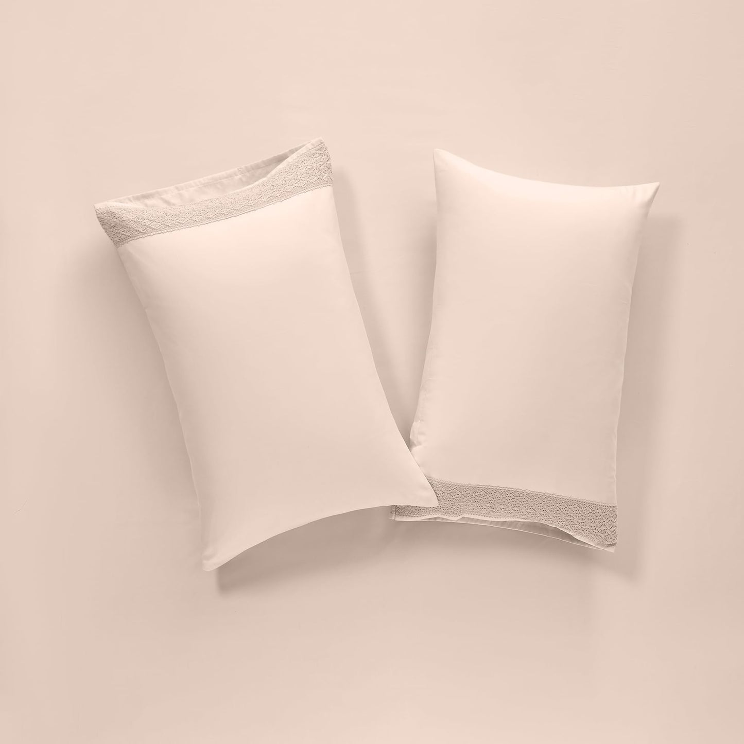 Modern Threads 3 Piece Microfiber Sheet Set – Soft Cooling Bed Sheets with Crochet Lace – Deep Pocket, Wrinkle Free, Breathable, Hotel Luxury Bedding, Blush Pink, Twin