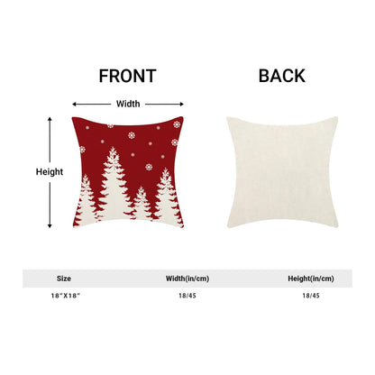 CXMEIFLY Christmas Pillow Covers 18x18 Inch Set of 2 Red Cream Christmas Tree Snowflakes Decor Throw Pillows Winter Xmas Holiday Outdoor Cushion Cases for Couch Bed Decorations