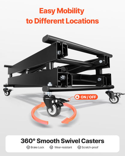 VEVOR Electric Lift Table, 330 lbs Capacity Single Scissor Lift Table, 8-28 in Height Adjustable Lifting Platform, Coffee Table Lift with 4 Wheels, for Material Handling and Transportation, Black