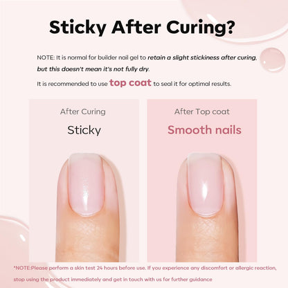 modelones Builder Nail Gel with Gel Top Coat, 3Pcs Clear Builder Nail Kit for Thickening Apex Building Extension Rhinestone Gel Tips Glue, U/V LED Lamp Cured for Home DIY Salon Girls
