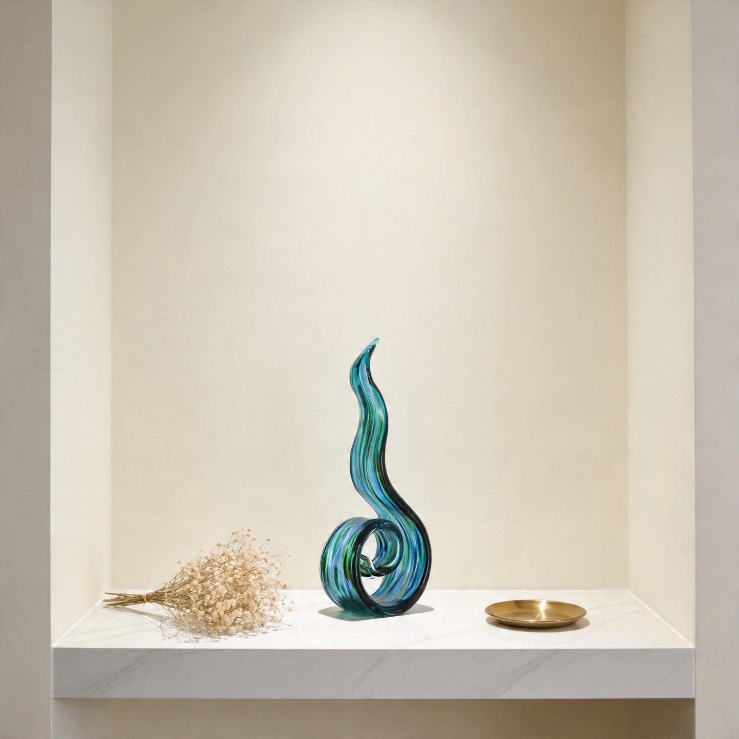 DOVDOV Hand Blown Glass Sculptures, Abstract Glass Figurines, and Green Glass Art Decorations Perfect for Decorating Coffee Tables, TV Stands, vanities, entryways, Offices, and Bookshelves.