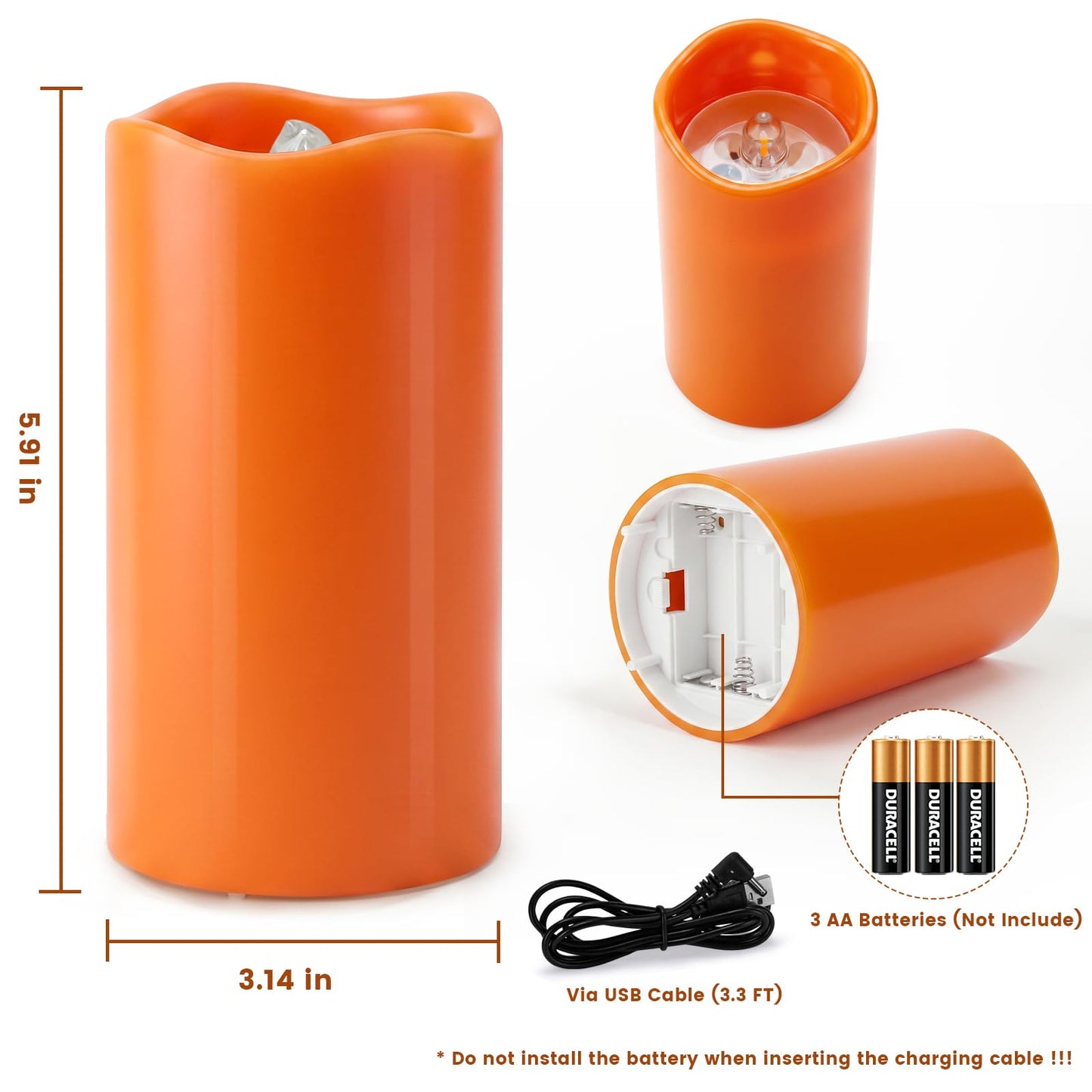 AVEKI Halloween Flameless Candles Projector, LED Pillar Candles with Remote and Timer, Battery Operated Romantic Projection Light for Wedding Home Decor, Gifts for Festival (Orange - Halloween)