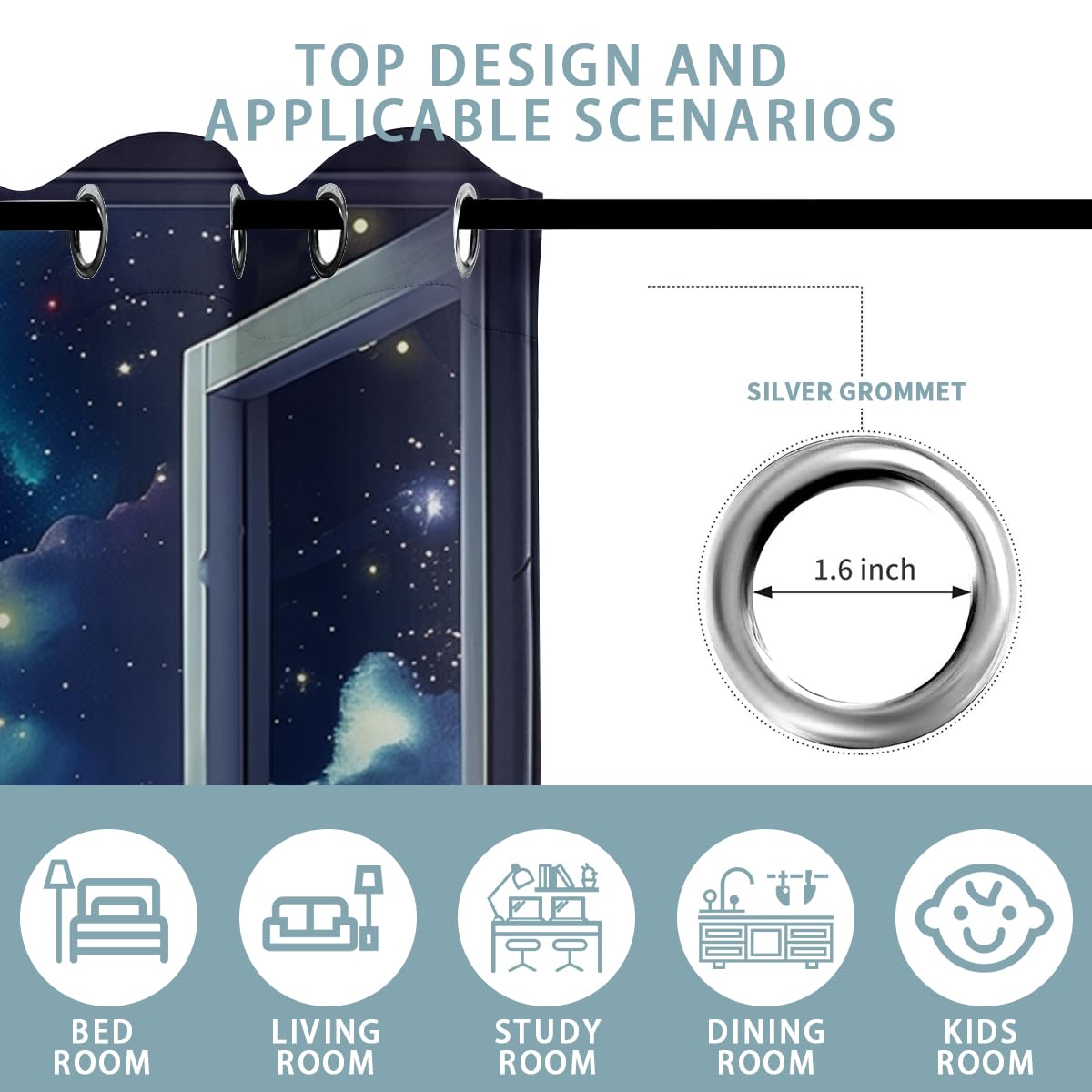 Space Galaxy Blackout Curtains for Girls Boys Kids Home Decor, Universe Nebula Galaxies Solar Planet Grommet Thermal Insulated Drapes Darkening Window Curtain for Bedroom Living Room, 42 x 63 Inch