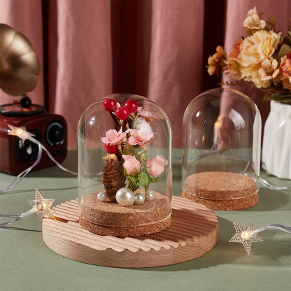 BENECREAT 2 Pcs Glass Display Cloche, 3x4.1 inches Bell Jar Dome with Cork Base, Display Dome Glass for Flower, Plant, Miniature and Craft, Home Decoration, ID: 3 inches