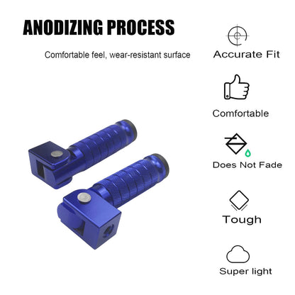 GWH CNC M8 Motorcycle Foot Pegs 90 Degree Foldable Foot pegs Footpegs CNC Anti-Skid Footrest Foot Rest Pedal for Motorbike Mini Bike Dirt Pit Bike (Blue)