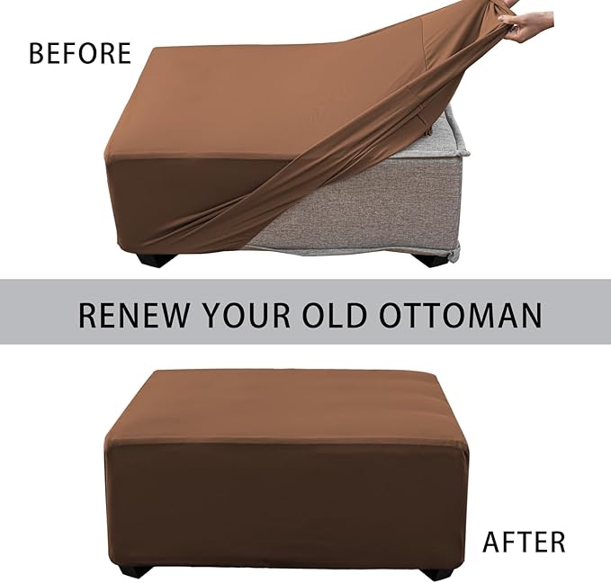 Super Stretch Ottoman Cover- Soft Form Fit Ottoman Cover Rectangular Ottoman