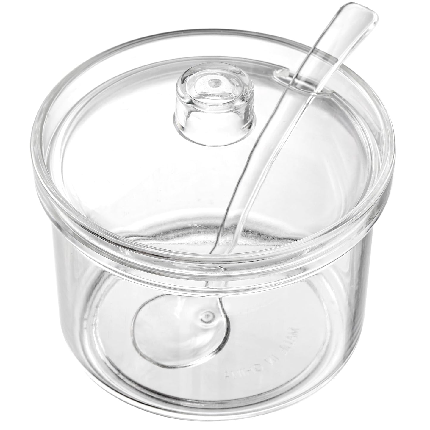 ZEAYEA Set of 6 Clear Acrylic Sugar Bowl, 14 oz Seasoning Box Condiment Pots with Spoon and Lid, Sugar Spice Salt Canister for Home Kitchen, Coffee Bar, Restaurant