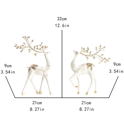 AGKZNTQP 2Pcs Resin Reindeer Figurine Set – Elegant Christmas Reindeer Ornaments, Decorative Reindeer Sculptures for Home, Living Room, Desktop, Office, and Holiday Tabletop Decor