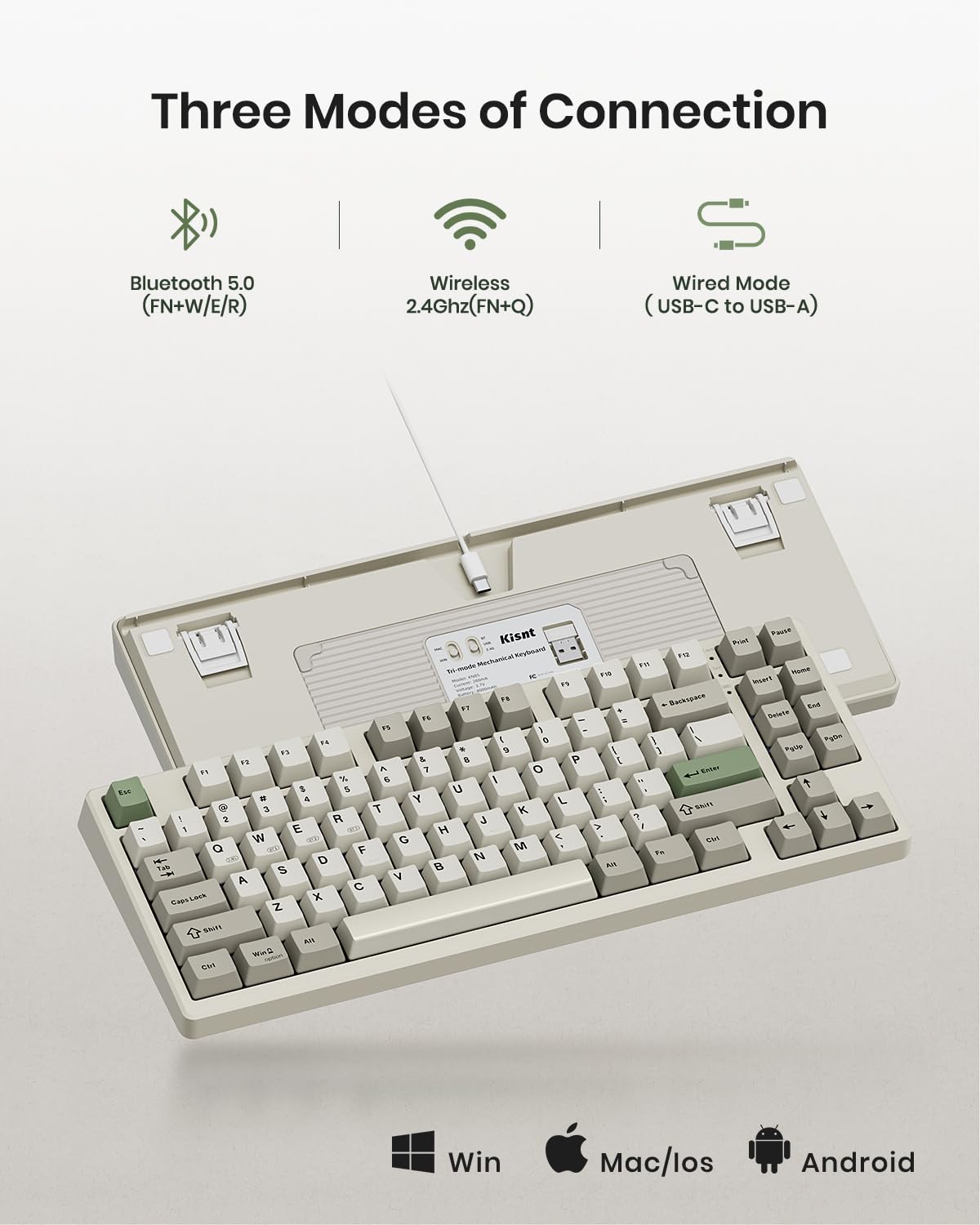 Wireless Mechanical Keyboard,Gasket Mounted with Creamy Sound,Bluetooth/2.4GHz/USB-C,Custom Hot Swappable,RGB Backlit,75% Compact Layout for Gaming/Typing/Win/Mac/PC (Retro Beige,Linear Switch)