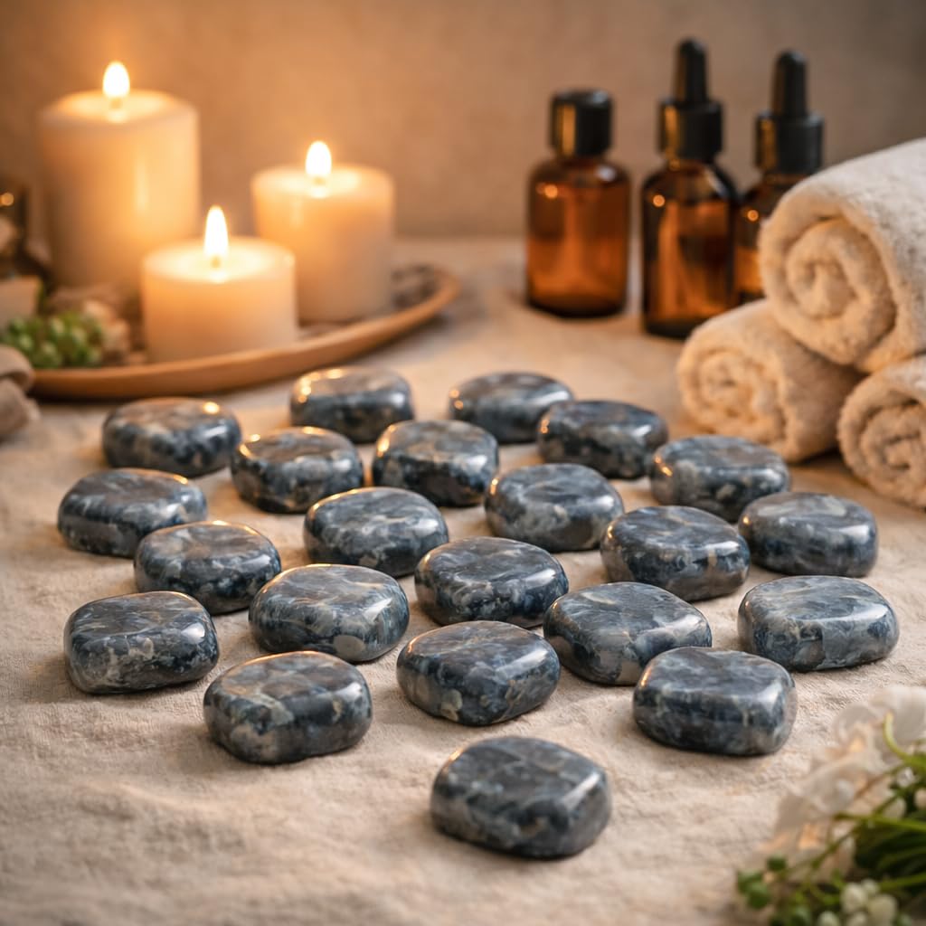 Crocon® 1LB Larvikite Tumbled Stones and Crystals bulk 2000+ Carats Natural Crystal Kit for Reiki Healing Crystal Polished, Tumble Stones, Chakra Balancing, Reiki Gift, Home Decor Size : 2025 mm"