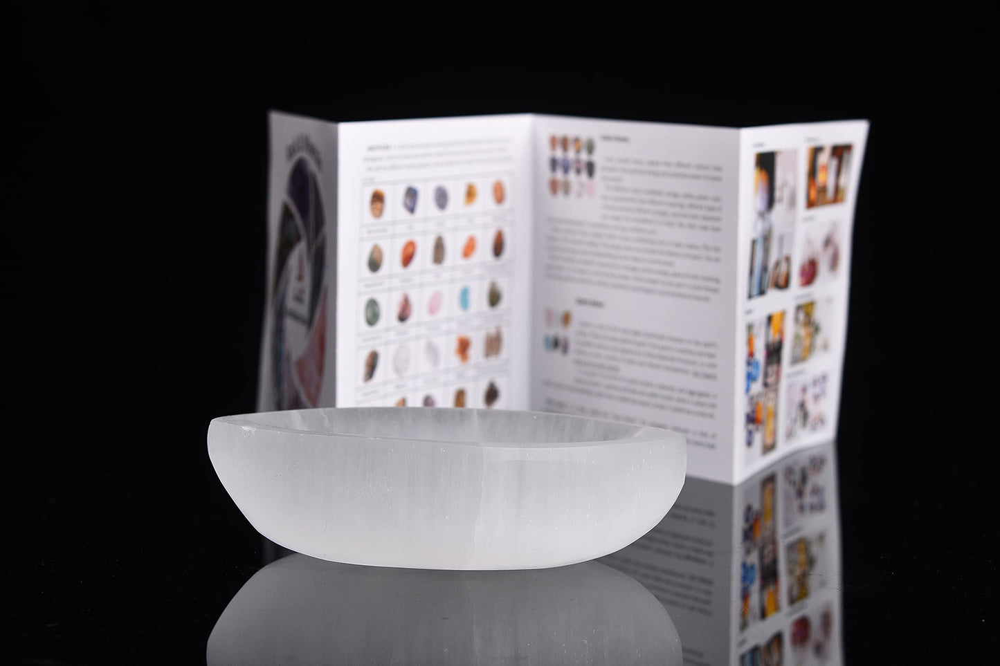 AMOYSTONE Natural Selenite Bowl Leaf Shaped 4" - Charging Tray for Crystals Creative Dish Jewelry Storage Bowls for Home Decor