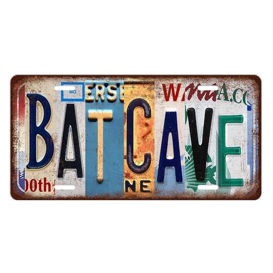 Vintage Metal Room Decorative Signs, License Plate Wall Decor Art, Bat Cave Metal Tin Sign，Man Men Cave Poster, 6×12 inches, As Merch Decorations for Movies or Anime, They Can Also be used as Birthday Gifts or Collectible
