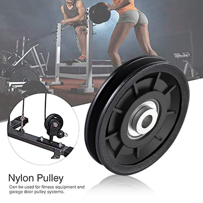 Tempsnow 8Pcs 3.5" Nylon Bearing Pulley Wheel Replacement for Gym Equipment Part Cable Machine Universal Wear-Proof Nylon Pulley System Gym Attachments