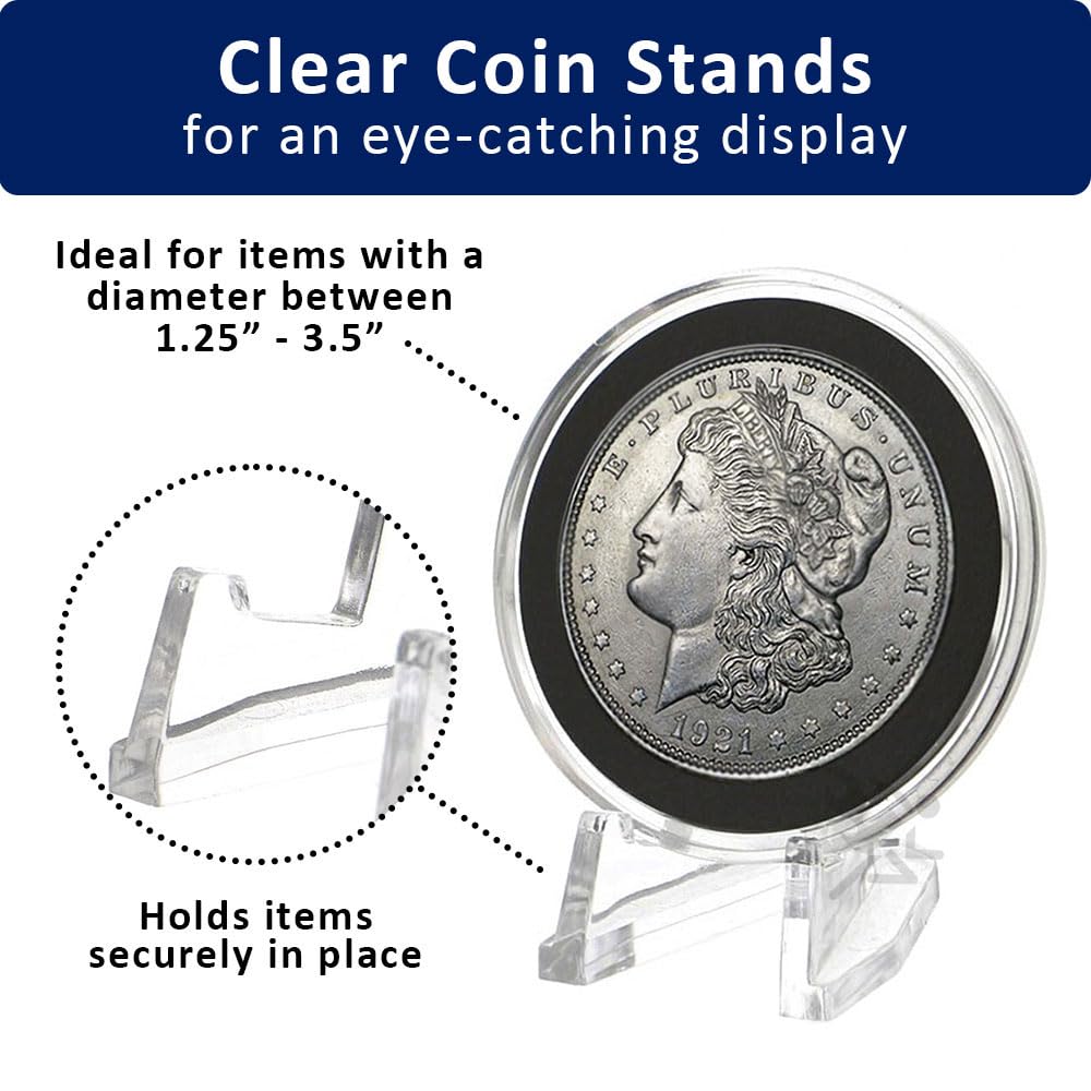 OnFireGuy Clear Display Stand Easel for Holder Coin Capsules Challenge Medals Casino Chips, 10 Pack