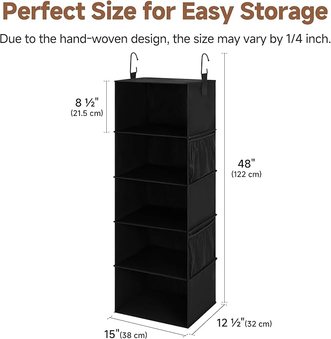 StorageWorks 5-Shelf Hanging Closet Organizers, Foldable Closet Storage