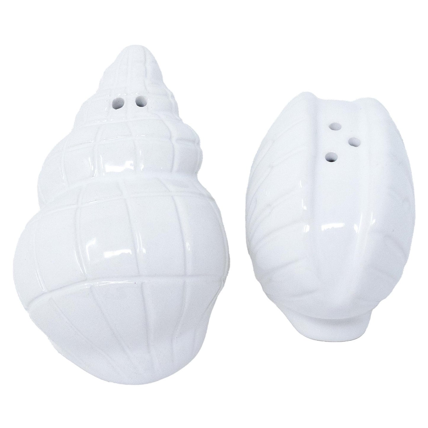 Lilly Pulitzer Ceramic Shell Salt and Pepper Shakers Set, White Conch & Scallop Design, Decorative Coastal Kitchen Tabletop Décor (Resort White)