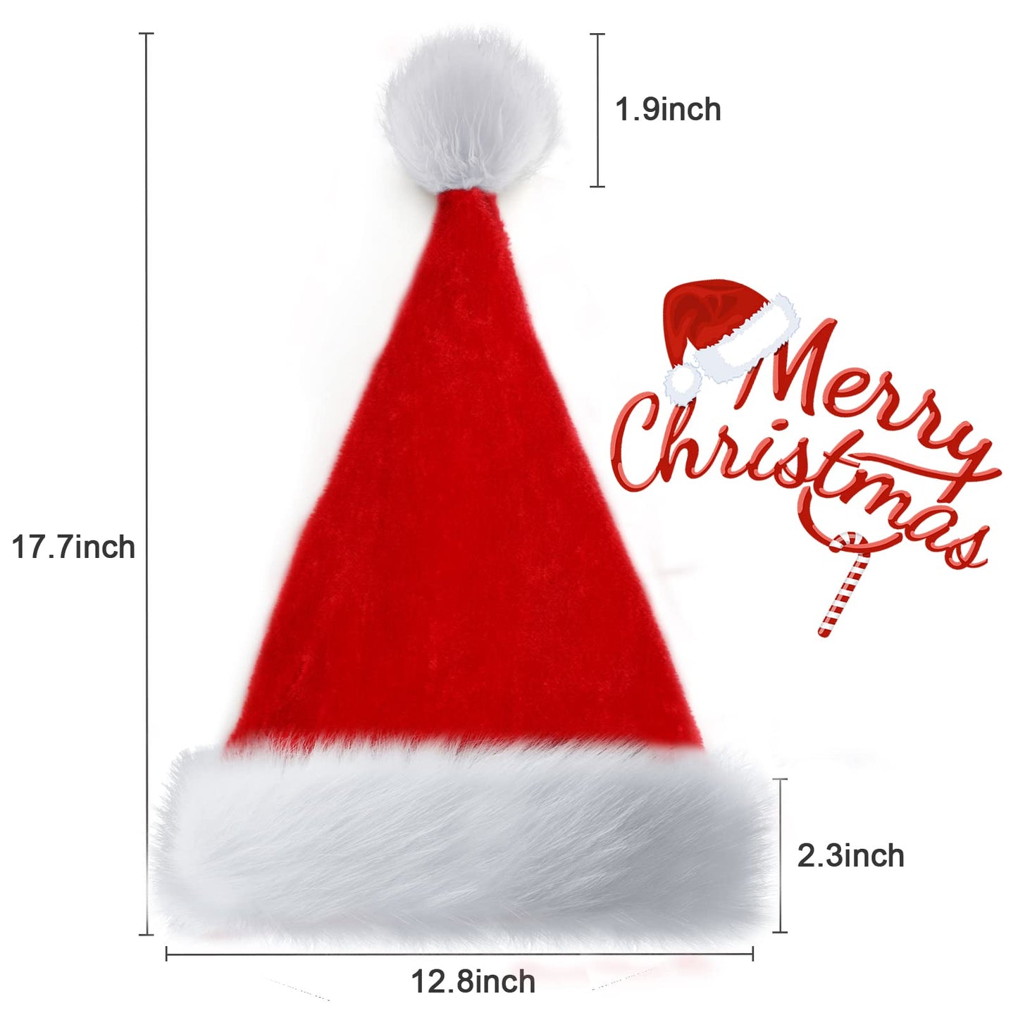 OGAJO Christmas Hat for Adults Santa Hats Unisex Red Velvet Extra Thicken Holiday Headwear Xmas Hat for Festive New Year Party (1pcs)