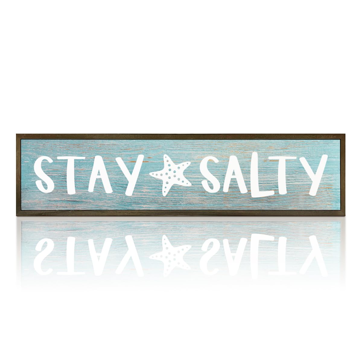 Beach Decoration, Funny Summer Decor Sign, Wall Decors Art, Ocean Coastal Home Decor for Living Room, Bathroom, Beach House Decoration, Framed Wooden Box Sign, Stay Salty Signs 17.8x4x1.2 inches 25